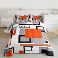 thumbnail image 2 of Erosebridal Black White Grey Orange Comforter Set Queen Geometric Square Comforter Adults Geometry Striped Bedding Set Modern Abstract Lines Grids Quilted Duvet 2 Pillow Cases Room Decor, 2 of 7