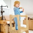 thumbnail image 7 of ZZBIQS Kitchen Stool Helper Stools for Kids, 2-in-1 Convertible Toddler Step Stool Helper Standing Tower for Kitchen Counter, Bathroom, Toilet , Natural, 7 of 7