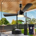 thumbnail image 1 of Ventilador de techo de luz con gancho, Ventilador de luz 35W,5M cable,Diámetro 28in/70cm.con mando a distancia, adecuado para la habitación, tienda al aire libre, verandas, garaje.Negro., 1 of 5