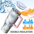 thumbnail image 5 of Floral 40oz Tumbler– Stainless Steel Insulated Tumbler with Handle and Straw, Large Capacity Travel Cup for Hot & Cold Drinks,Thanksgiving,Christmas, Spring,Flower, 5 of 6