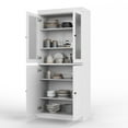 thumbnail image 2 of Palace Imports 100% Solid Wood 32" Pantry Cabinet with Solid, Frosted Glass Doors and Adjustable Shelves, White, 2 of 5