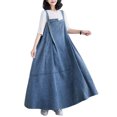 thumbnail image 2 of Joernso Women's Denim Overall Dress Loose Sleeveless Boho Jean Jumper Dress with Pockets Wide Hem Pinafore Dress with Adjustable Strap, 2 of 8