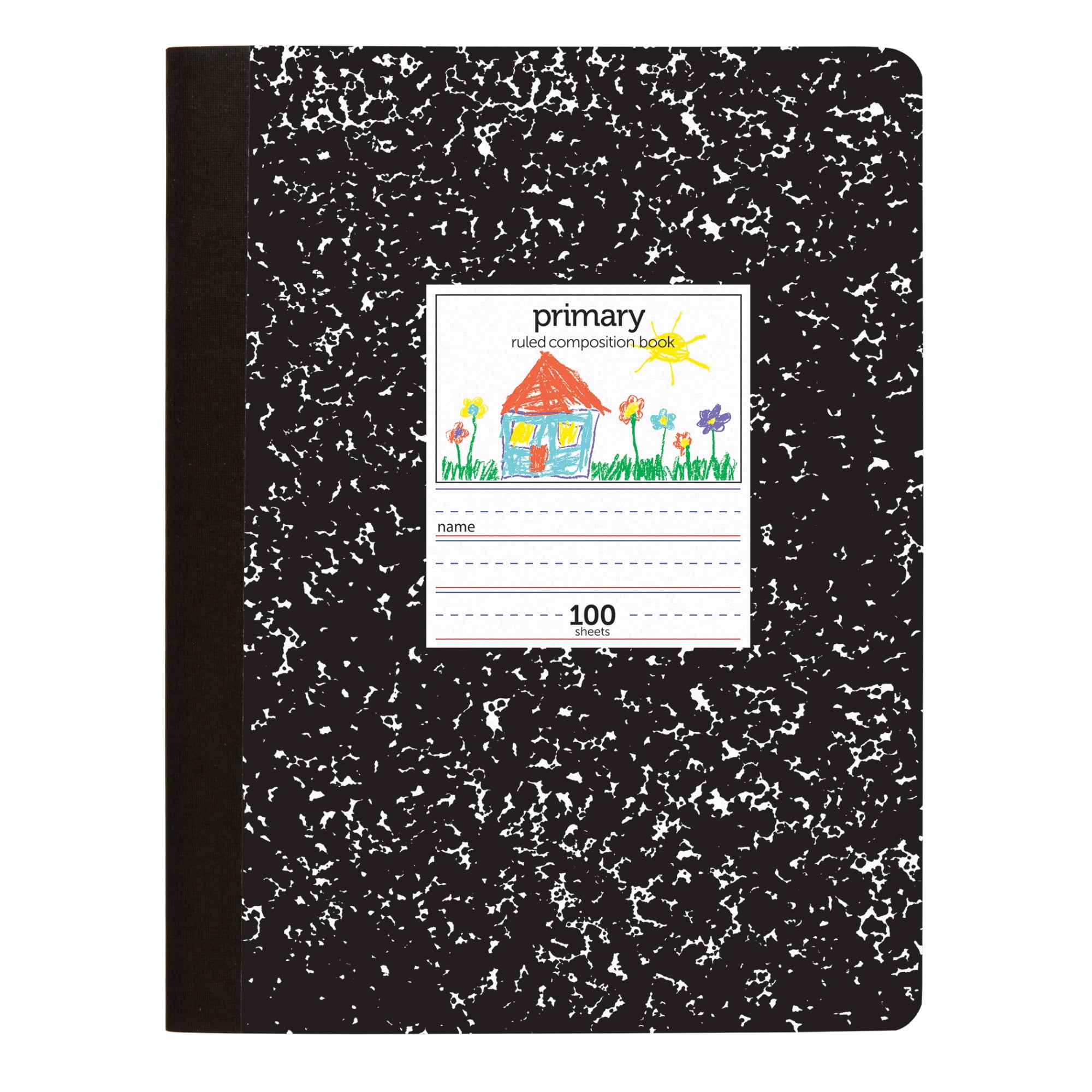 (12 pack) Office Depot Primary Marble Composition Book, 7 1/2in x 9 3/4in, Primary Ruled, 100 Sheets, Black/White, 400-003-273