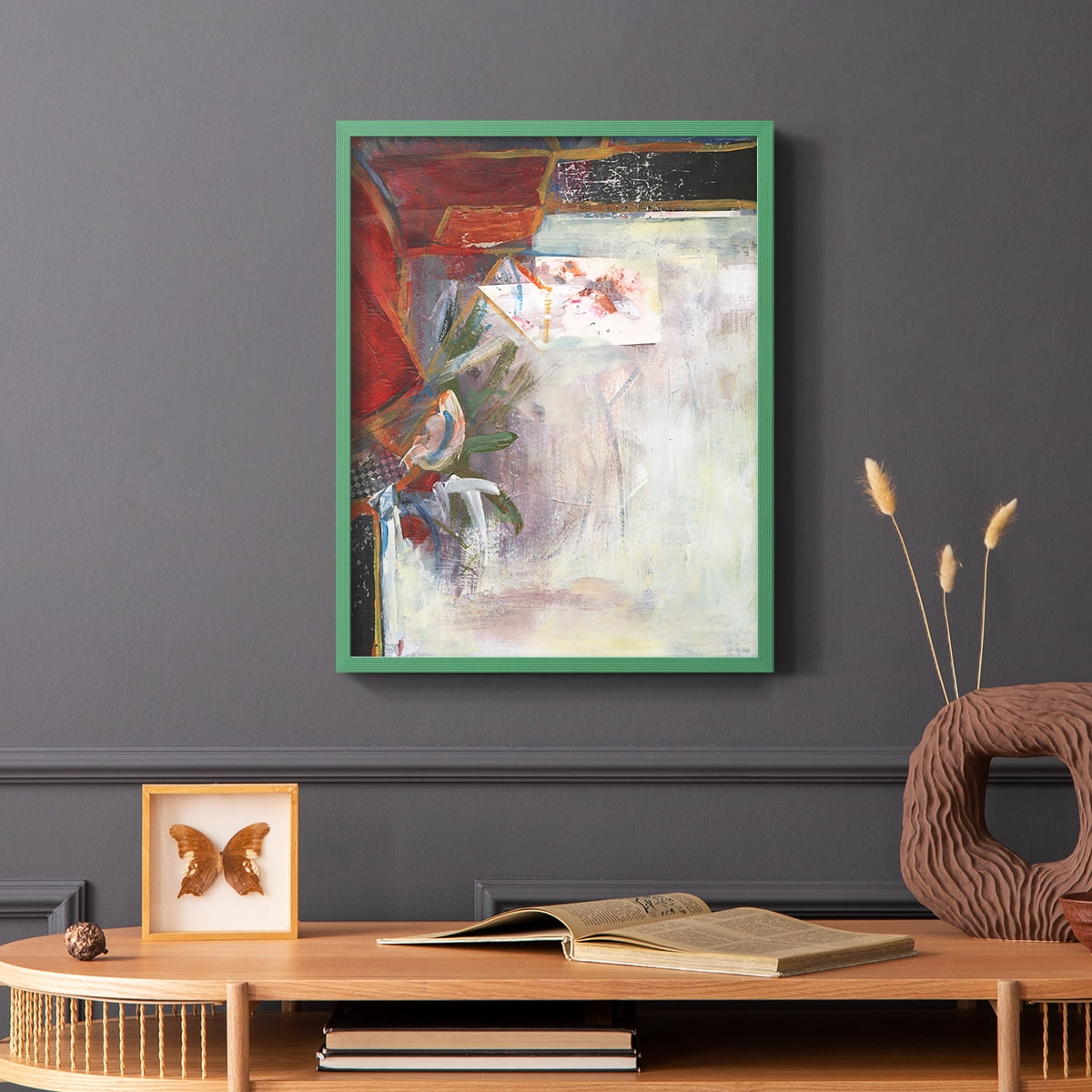 City Life III Framed Print in Green Solid Wood Framed Print No Nail Hanging
