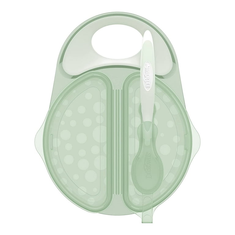 Dr. Brown's Travel Fresh Divided Bowl and Soft-Tip Spoon Set with Travel  Lid, BPA Free