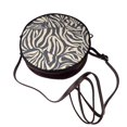 thumbnail image 3 of Leather Shoulder Round Bag 7.1×2.36in Fashion Casual Crossbody Bag Shoulder Bag For Work Travel Business Shopping Date Zebra Skin Print Style Navy_4, 3 of 5