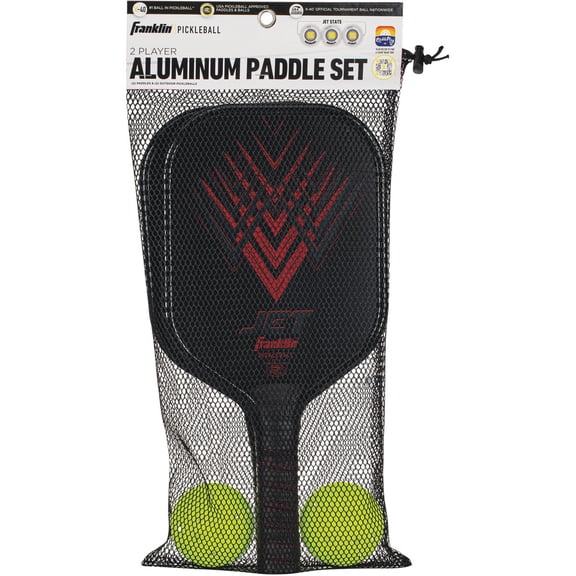 Franklin Sports Pickleball Paddle and Ball Set - Aluminum - Jet - 2 Player - USAPA Approved