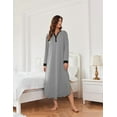 thumbnail image 3 of Oudiya Womens Long Nightgown Striped Nightshirt V-Neck Botton Down Loungewear Casual Sleepwear with Pockets, S-4XL, 3 of 6