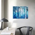 thumbnail image 4 of Blue Tree Canvas Wall Art Forest Landscape Picture Modern Birch Trees Nature Teal Abstract Painting Artwork, Large Size for Home Office Living Room Bedroom Bathroom Wall Decor, 4 of 6
