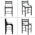 thumbnail image 6 of 26" Wood Counter Stools Set of 2, Modern White Linen Upholstered Counter Height Bar Stools with Back, Armless Kitchen Island Chairs with Footrest for Dining Room Home Bar, Black, 6 of 6