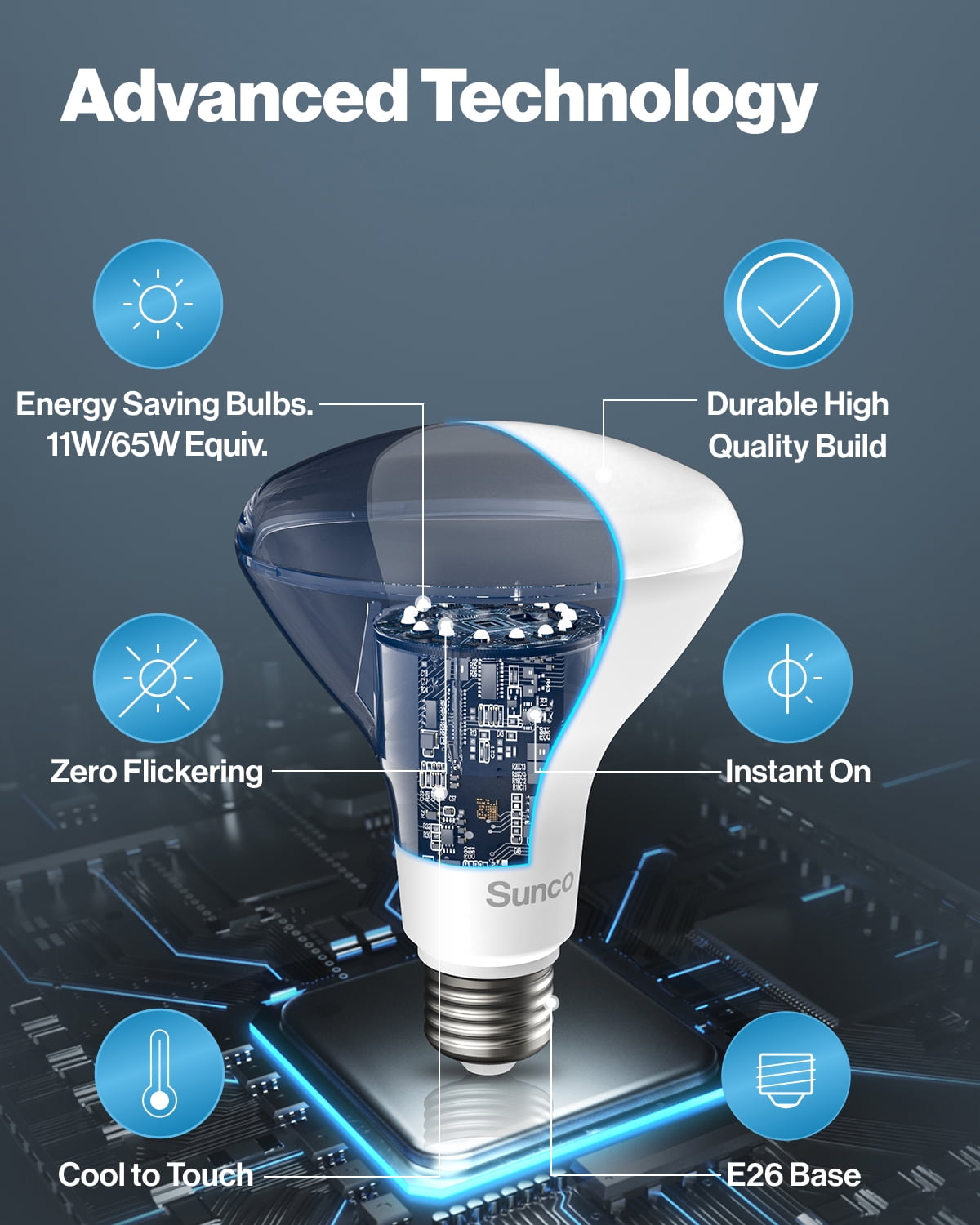 Sunco 8 Pack BR30 Light Bulbs LED, Recessed Can Light Bulbs, Indoor Flood Bulb, 850 LM, 11W (65W Equivalent), 5000K Daylight, Dimmable, E26 Base, for Home, Kitchen, Bedroom UL