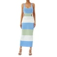 thumbnail image 1 of Fortune Robe Tricotée pour Femmes Rayée/couleur Unie Taille Dos Nu Longue, 1 of 9