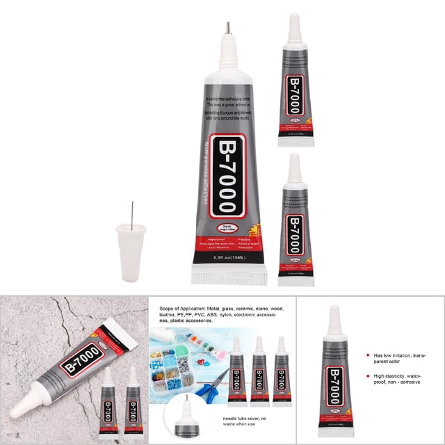 Pegamento 3 Uds 15ml B-7000 Pegamento Transparente Aguja Tubo Joyería DIY Pegamento De Reparación