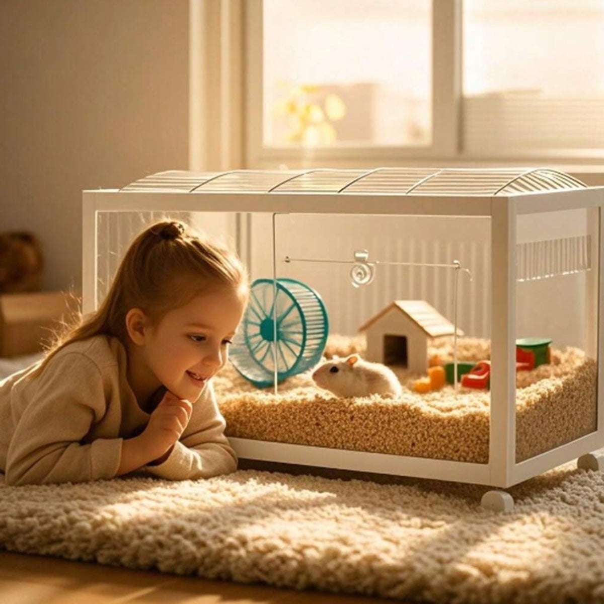 Danolapsi Hamster Cage, Metal Mice and Rat Habitat Stackable with  Universal Wheels,Chew-Proof Dual Door Small Animal Habitat,Hamster House for Guinea Pig Gerbil