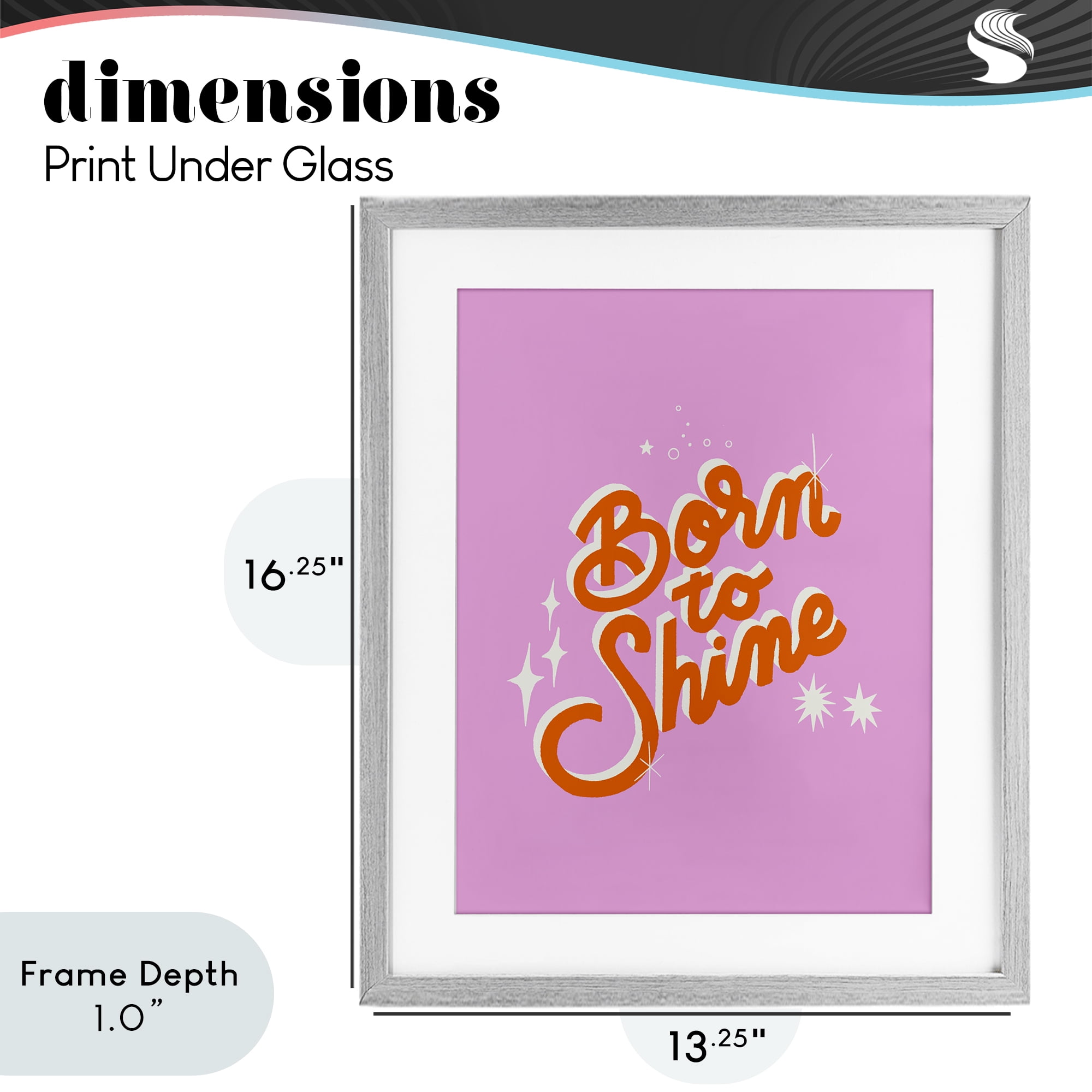 Stupell Industries Born To Shine on Pink Gray Framed Print Under Glass, design by Indira Prieto | IndySign
