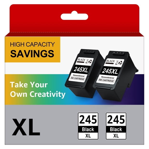 pg 245 Black Ink cartridge Compatible for Canon 245xl Black ink cartridge 245 black ink (2 Black)
