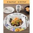 thumbnail image 3 of 13 Inch Round Placemats Set of 4, Spring Groundhog Non Slip Heat Insulation PP Table Mats, Watercolor Sunflower Botanical Vintage Washable Place Mats for Kitchen Dining Party Table Decor, 3 of 7