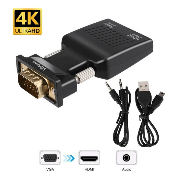 Cameland Vga To Hdmi Adapter Vga To Hdmi Video Audio Converter with Usb 3.5Mm Audio Cable