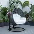 thumbnail image 3 of LeisureMod Mendoza Charcoal Wicker Patio Double Swing Chair in White, 3 of 11