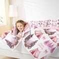 thumbnail image 3 of Erosebridal Girls Camping Twin Comforter Sets, Pink Tent Jungle Tree Bedding Set, Pink Reversible, 1 Comforter and 1 Pillowcase, 3 of 6