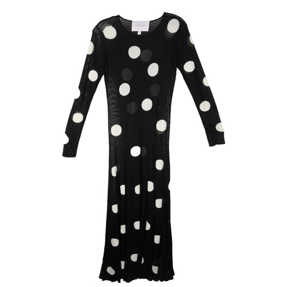 Carolina Herrera Women's Black Multi Fluid Dress with Dots Detail - L