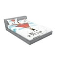 thumbnail image 2 of Ambesonne Cartoon Fitted Sheet & Pillow Sham Set, Words Hot Air Balloon, Queen, Coral Sky Blue, 2 of 2