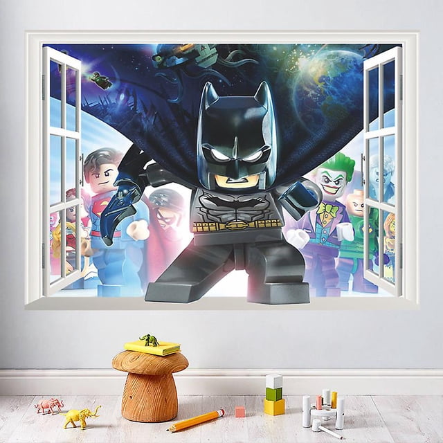3d Cartoon Batman Lego Fake Window Wallpaper para la decoración de la habitación,11 Feliz Sencillez