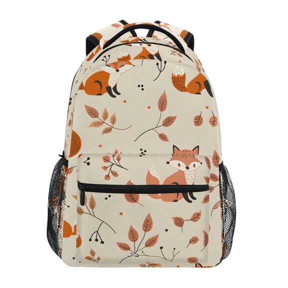 School Backpack Lightweight Multipocket College High Middle Student Bag 15L Fox and Leaves