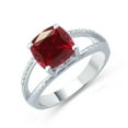 thumbnail image 2 of Sterling Silver with Ruby and Natural White Topaz Split-Shank Cocktail Ring, 2 of 3