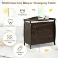 thumbnail image 5 of Costway 3 Drawer Baby Changing Table Infant Diaper Changing Station Wood with Safety Belt Brown, 5 of 10