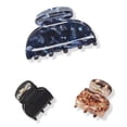 thumbnail image 3 of (2 pack) Scunci Ponytail Marble Hair Jaw Clips, Assorted Colors and Sizes, 3-Pieces, 3 of 3