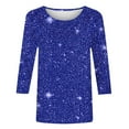 thumbnail image 4 of Fmbrln Womens Sequin Print Tops 3/4 Sleeve Crew Neck Shirts Casual Dressy Shiny Glitter Party Blouse, 4 of 6