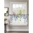 thumbnail image 2 of Sheer Curtains 54 Inch Length 2 Panels Set for Kitchen, Blue Eucalyptus Leaves Semi Sheer Curtains for Windows, Watercolor Summer Leaf Voile Window Treatments Rod Pocket Curtain, 2 of 7