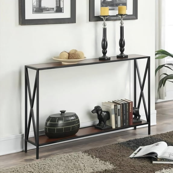 Zimtown Console Table, Sofa Table, Metal Frame, Easy Assembly, for Entryway, Living Room,Reddish Brown