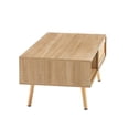 thumbnail image 6 of Oufan 41.34" Rattan Coffee table, sliding door for storage, solid wood legs, Modern table for living room , natural, 6 of 7