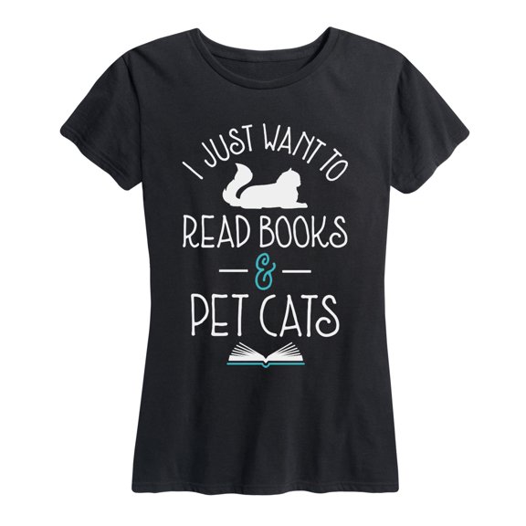 Instant Message - Read Books Pet Cats Short Sleeve Graphic T-Shirt