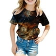 thumbnail image 3 of Space Galaxy Shirts Toddler Girls 3D Graphic Printed T-Shirts Short Sleeve Casual Crewneck T-Shirt Funny Colorful Shirt Oversized Kids Tops R12-Black 10-11 Years, 3 of 3