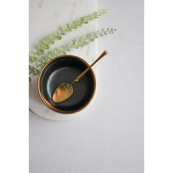 Small Matte Black Ceramic Bowl with Gold Rim – 4.5" | Luxury Collection
