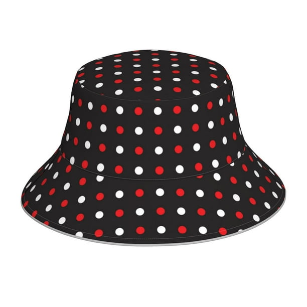 Balery Red and white polka dots Sombreros para el sol para hombre y mujer, sombrero de pescador con UPF 50+