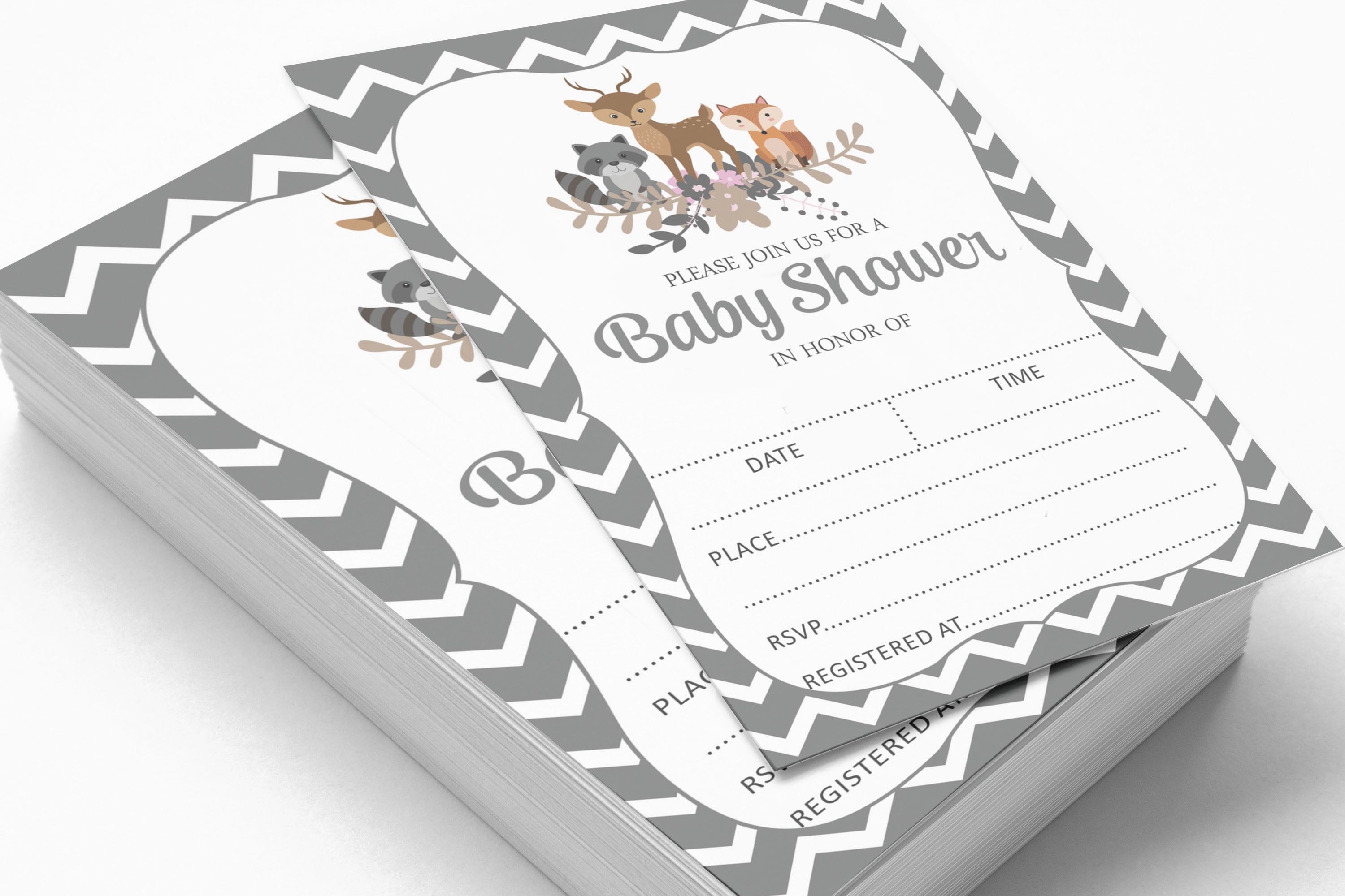 Inkdotpot 30Jungle Animals Baby Shower Invitation Cards Gender Neutral Fill In Blank Invites