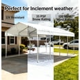 thumbnail image 4 of 10x20 FT Heavy Duty Galvanized Steel Carport – Vertical Roof, All-Weather Outdoor Garage Shelter for 1 Cars, RV, Boat, Tractor & Dual Vehicle Storage, 4 of 5
