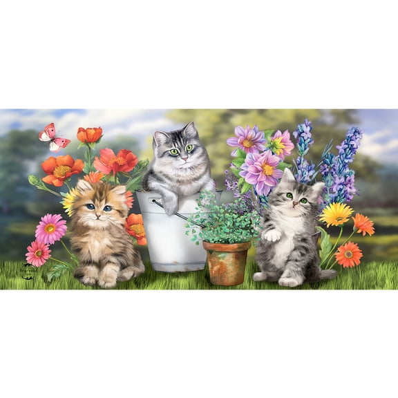 Briarwood Lane Spring Garden Cats Mini Mat 22x10 Indoor Outdoor For Spring Doormat