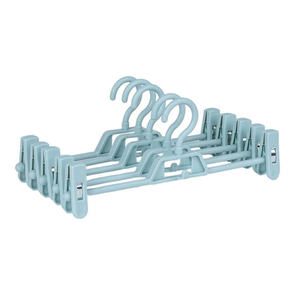 Blue 5-Pack Multifunctional Clothes Hanger With Removable Clip For Pants Skirts Scarves Space Saving Foldable Non Slip Wardrobe Organization Blue (13.19X2.56X0.79In)