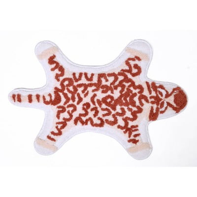 NatureStep Cheetah Non Skid Bath Rug 20x30 White 100% Recycled Polyester