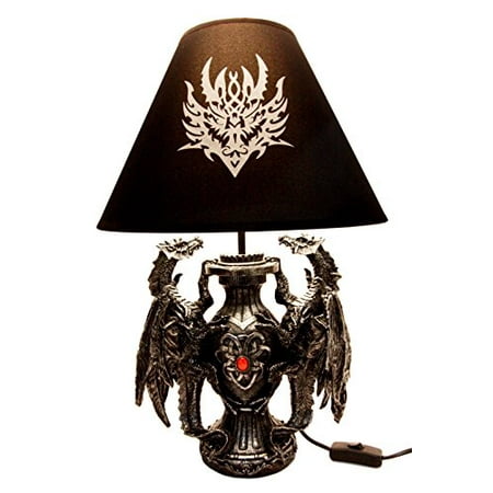 - Atlantic Collectibles Gothic Climbing Dual Dragon Desktop Table Lamp Statue Decor With Shade 19