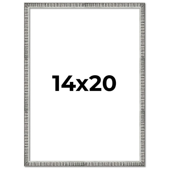 14x20 Frame Silver Grey Distressed Solid Wood Picture Frame | 0.75 Inch Moulding Width | Interior