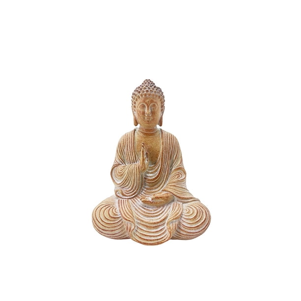 Figura de resina Sculpture Zen Buddha, 18 cm, creativa, con forma de madera