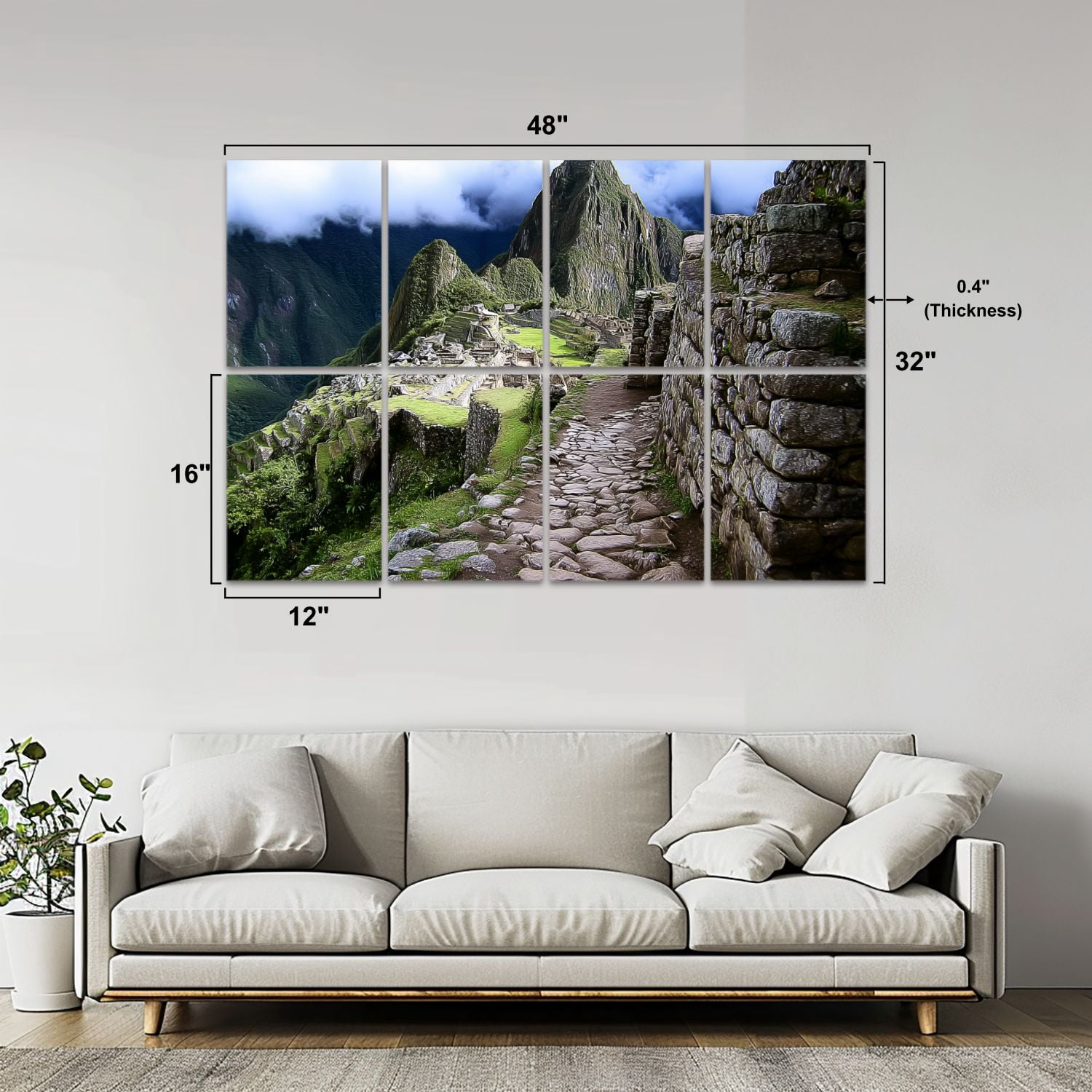 8 Pack Art Acoustic Panels Sound Absorbing Machu Peru Decorative Soundproof Wall Panels Self Adhesive for Nursery Game Room Bedroom 48"x32"