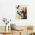thumbnail image 3 of PIKWEEK Animal Canvas Wall Art Gray Framed Painting for Bedroom Decor Abstract Watercolor Cute Cat Dog with Butterfly Print Picture for Kid Boys Room 12*16in/16*20in, 3 of 5