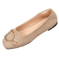 thumbnail image 2 of Samdudou Slip On Shoes for Women Closed Toe Square Front Faux Suede Ballet Flats Statement Metallic D-Ring Buckle Decor Elegant Office Work Business Casual Footwear, 2 of 8